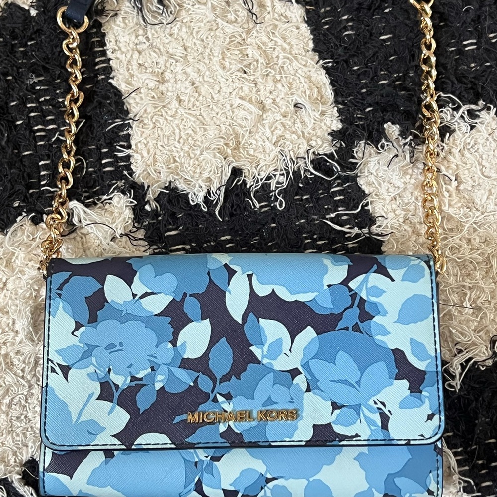 Michael Kors Blue Floral Crossbody Bag